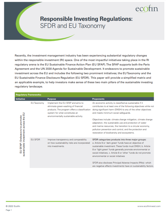 Responsible Investing Regulations